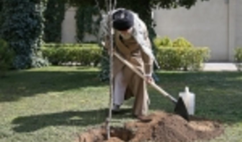 On National Day of Planting Trees, Ayatollah Khamenei planted tree saplings 