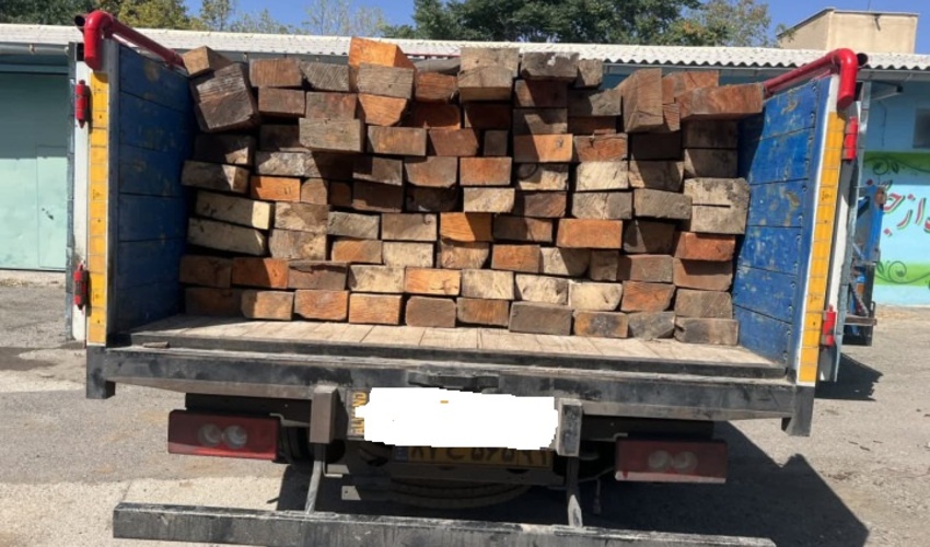توقیف یک دستگاه کامیون حامل۱۹۰ اصله الوار قاچاق جنگلی در استان اردبیل