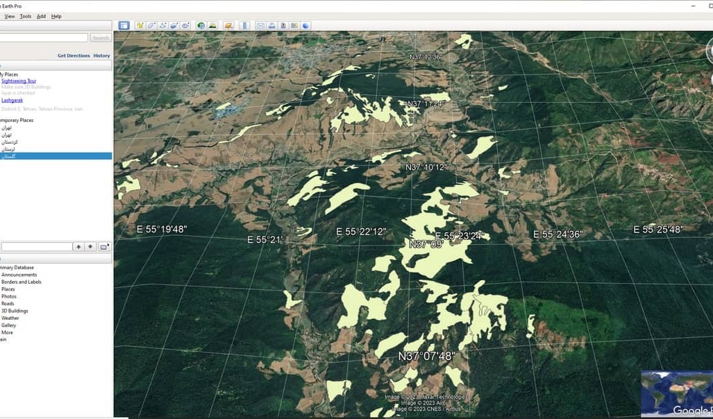 محدوده و نقاط جنگلکاری‌های پس از انقلاب اسلامی